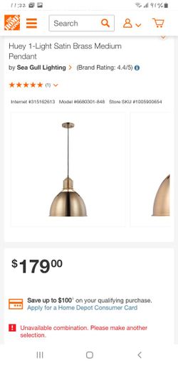 Huey 1-light Satin Brass Medium Pendant