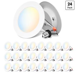 ANWIO Recessed Lighting 4 Inch, 24 Pack 5CCT Flat Retrofit LED Recessed Lights Can Needs