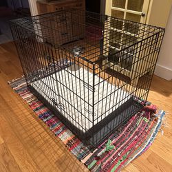 Large Double-door Dog Crate With Bed And Water Bowl