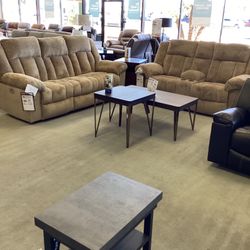 Tip-Off Power Reclining Sofa and Loveseat Set