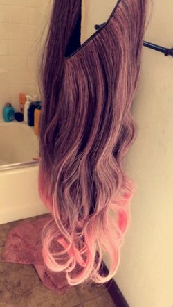 Ombré/ Balayage Halo secret Hair extensions Pink Tips