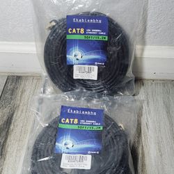 TWO -Cat 8 Ethernet Cable Compatible with Cat7, 50 FT 40Gbps 2000Mhz, S/FTP Shielded 26AWG with Gold Connectors for Long Distance Internet/Server/POE