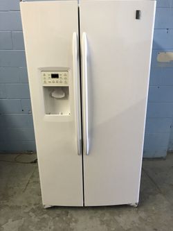 White GE Profile Side By Side Refrigerator