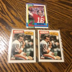 (3) 1980s Tops Joe Montana Football Cards