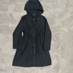 long rain coat, black, sm