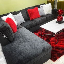Color Options L Shape Modular Dark Gray Sectional Couch With Chaise Right/Left 🔥$39 Down Payment with Financing 🔥 90 Days same as cash