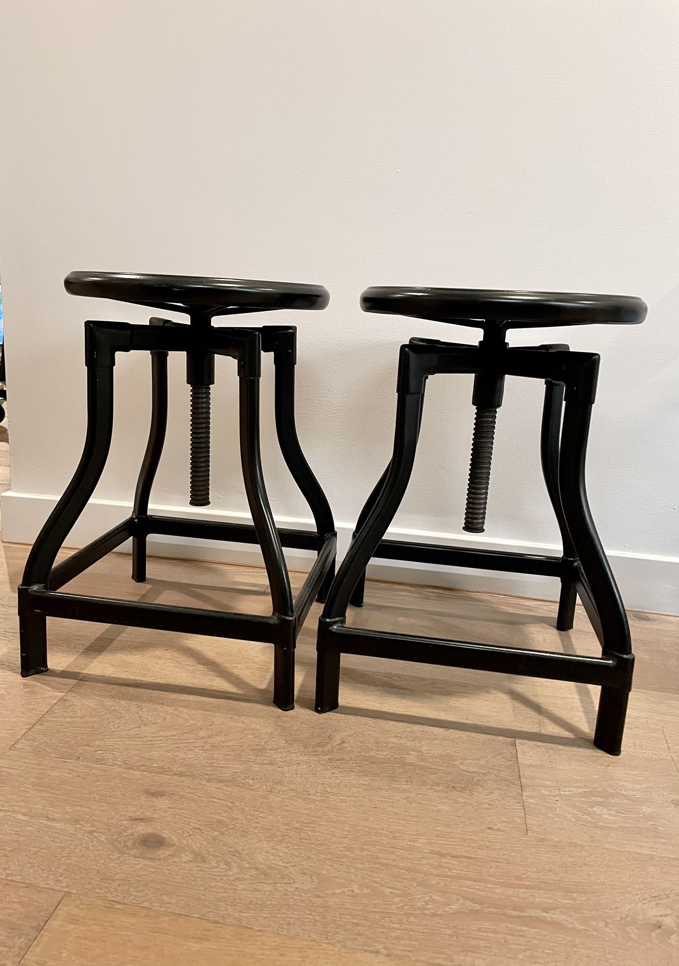 Iron Bar Stools (Adjustable Height, Swivels)