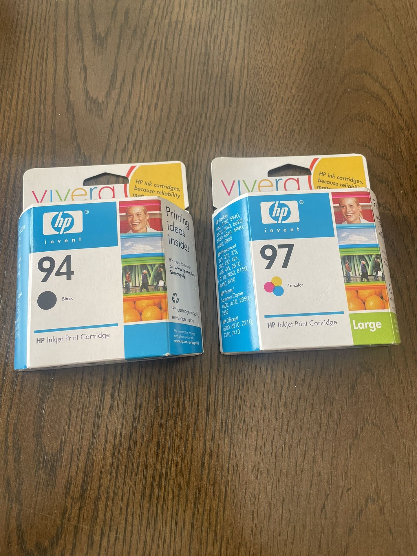 HP VIVERA 97 And 94 ink cartridge Tri Color And Black. BOTH EXPIRED 2007/2008.
