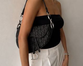 AUTHENTIC Vintage Christian Dior Trotter Saddle Bag Black | Silver Hardware | Y2K