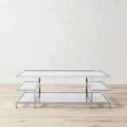 Williams Sonoma Tribeca Coffee Table, Polished Nickel