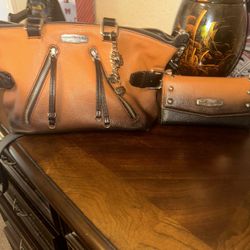 Harley-Daviason women's umbre Effect Leather Satchel Purse - Orange & Black