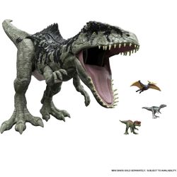 Mattel Jurassic World Super Colossal Dinosaur Action Figure, Large Giganotosaurus Dino Toy with Eating Feature, 3+ Feet Long  