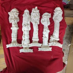 5 Hanging Ornament Santa's