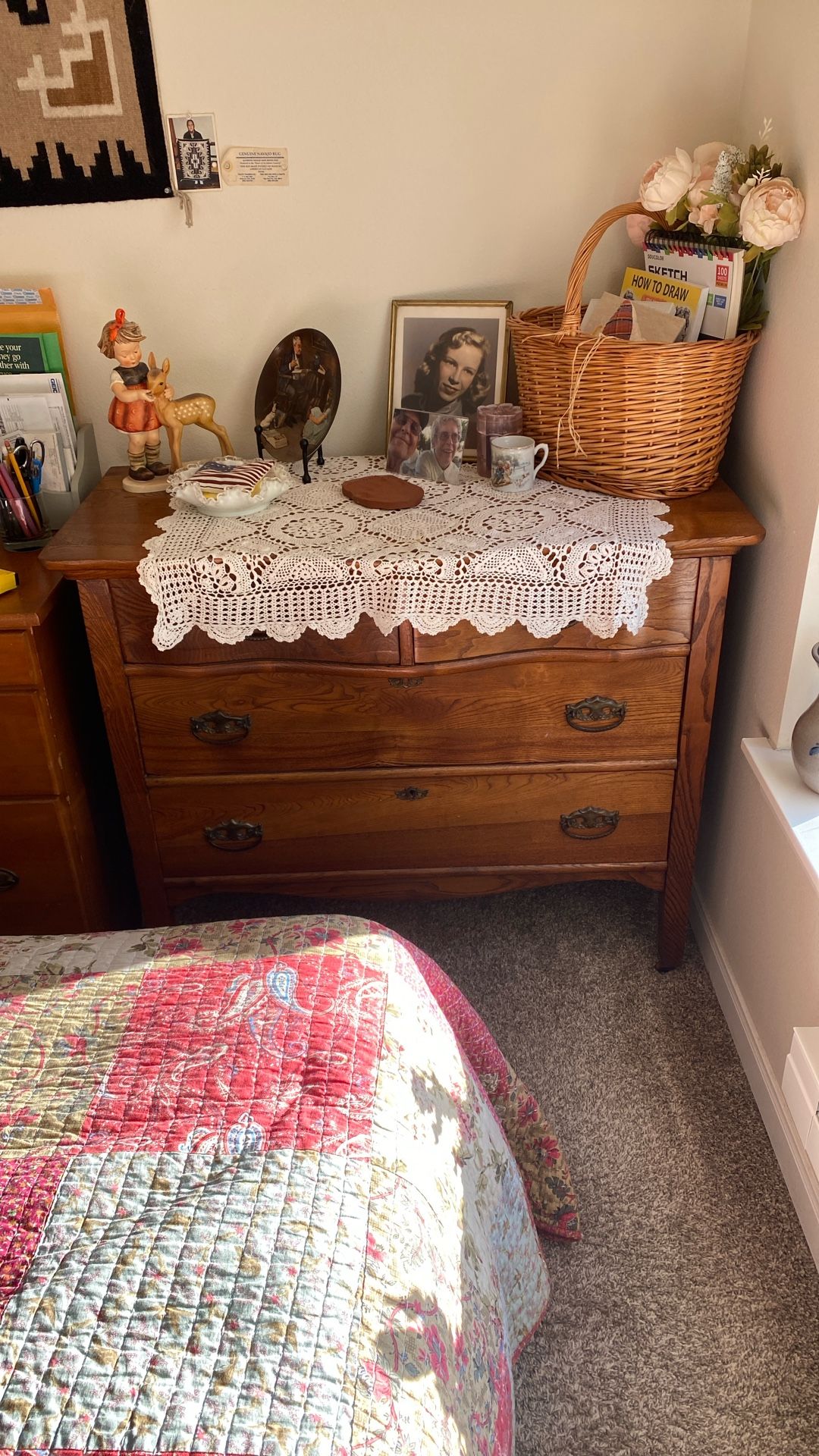 Antique refinished 4 drawer dresser.