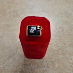 10k Yellow Gold Onyx And Diamond Men's Ring