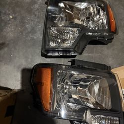 09-14 Ford F-150 black housing amber Headlights Luces Te Frente 