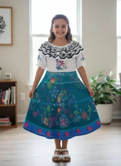 2PC Encanto Mirabel DRESS AND GLASSES Costume 6-7