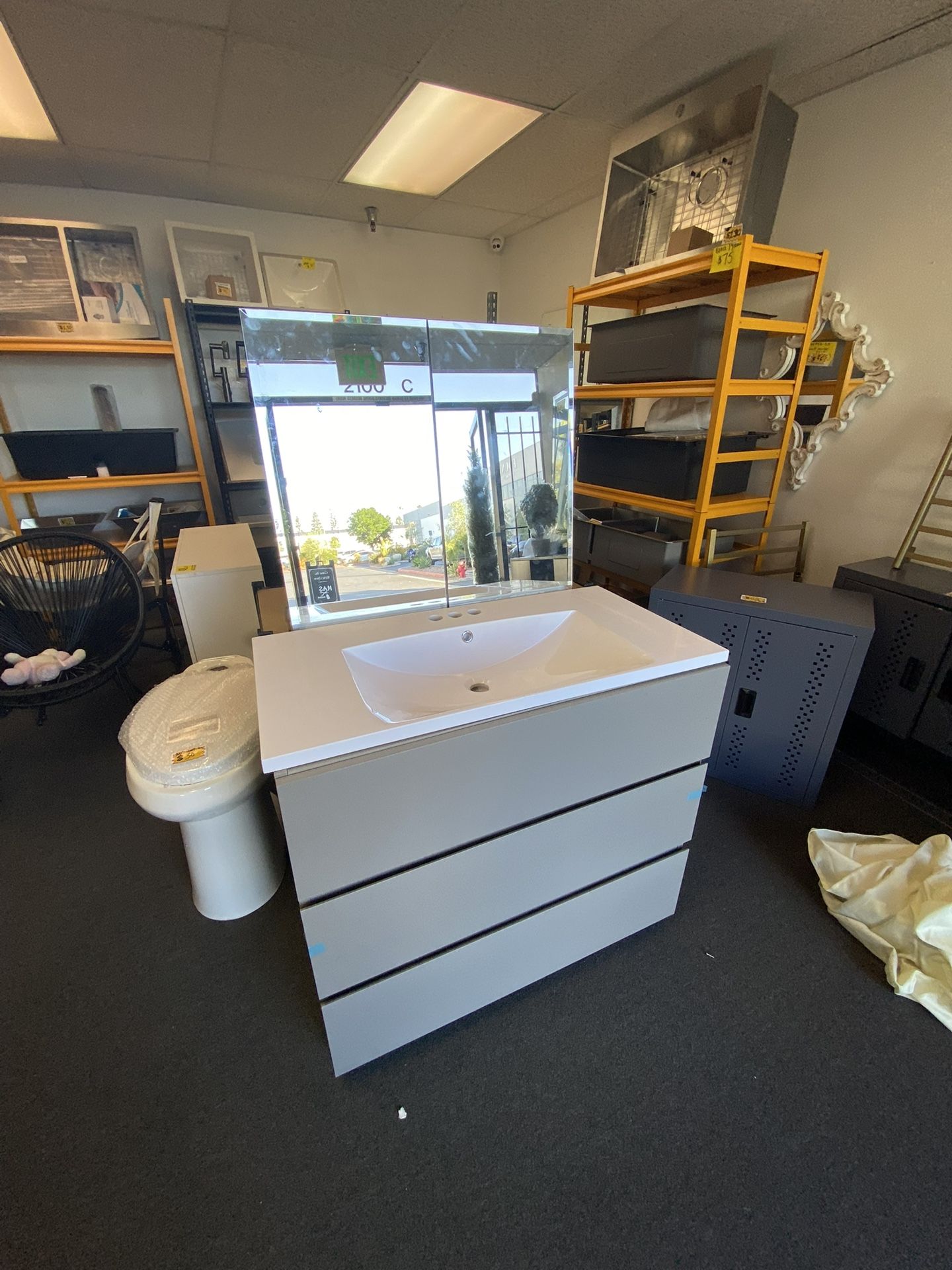 New Alice 36 Inch Bathroom Vanity with Sink And Medicine Cabinet 