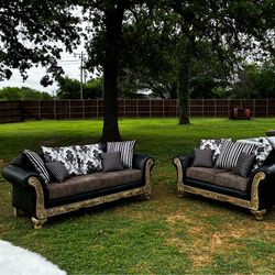 Black & Cream Victorian Style Couch Set – Brand New – $1,100