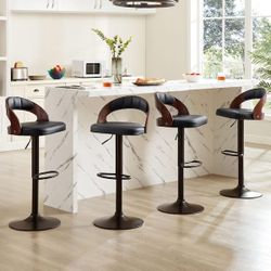 Height Adjustable Leather Barstool Set Of 4 
