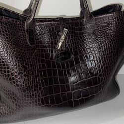 Longchamp Croc 🐊 Leather Roseau Tote 