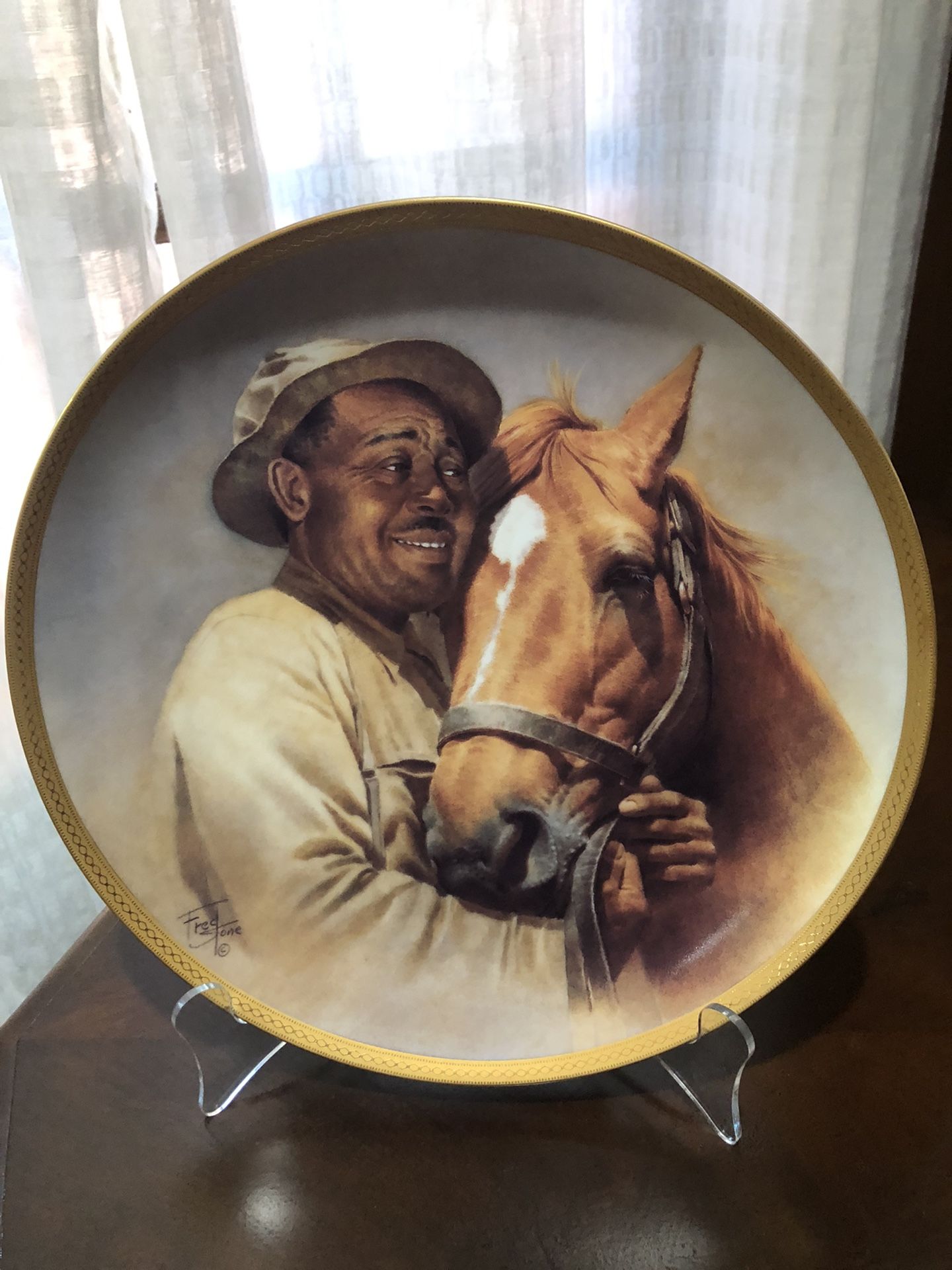 John Henry With His Caretaker .. Gold Rimmed Collector Plate