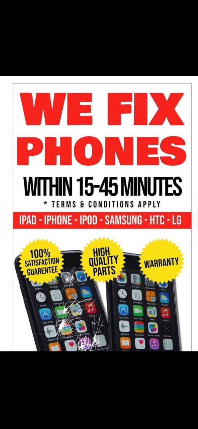 Fast Phone Repairs—Screens From $39(15 Mins)