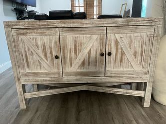 HomeGoods Distressed White Farmhouse 3-Door Buffet / Sideboard