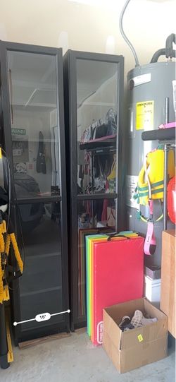 Black cabinets/book shelves