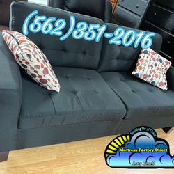 Black 2 Seater Couch Sofá New 