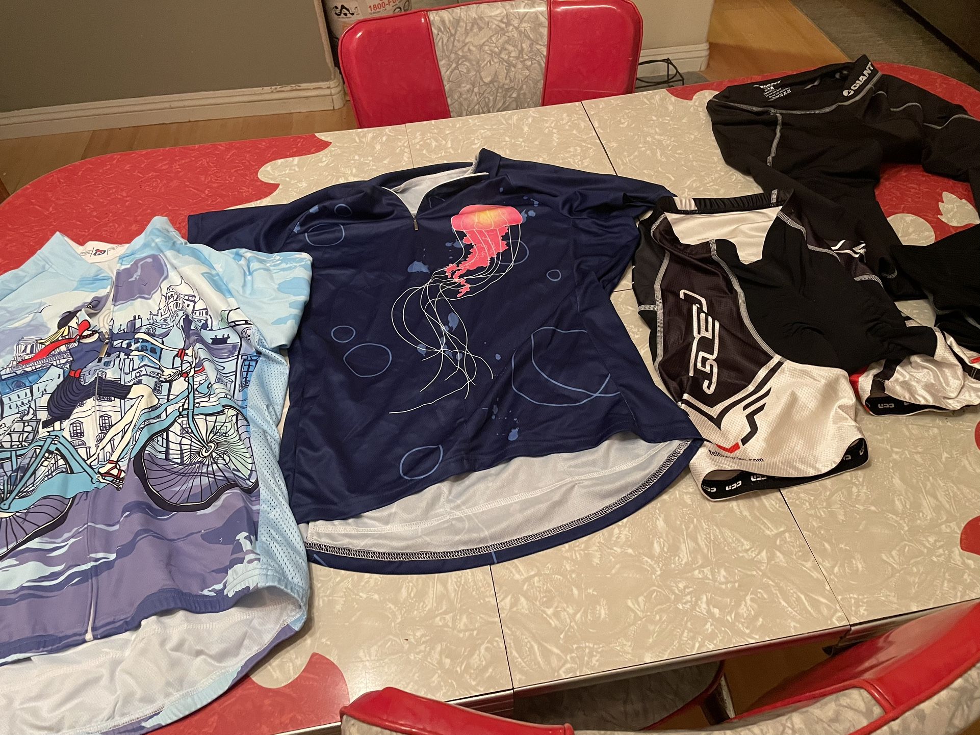 Women’s Cycling Clothing-Practically new-3 Shorts And 2 Cycling Shirts