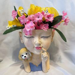 POT HEAD  PLANTER WITH PUPPY