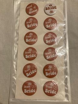 Bachelorette Party Button Pin Set Team Bride 12 pk