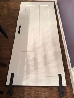 Complete white Barn door