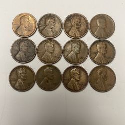 Lincoln Wheat Cents Lot Of 12 From 1(contact info removed)
