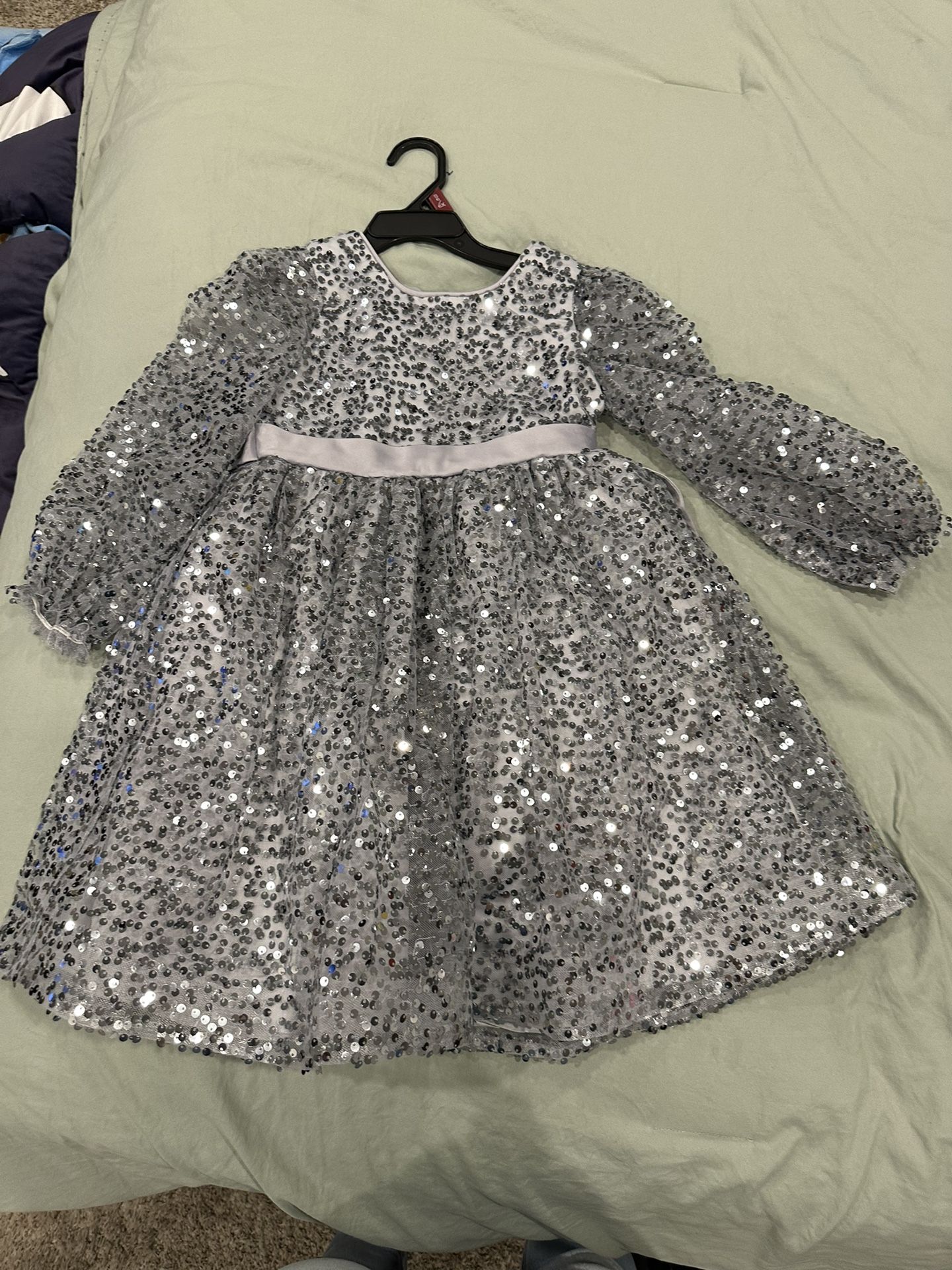 Girl Sequin Silver Dress Size 6