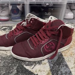 Gucci Rosso High Top Lace up Red GG Sneakers. 