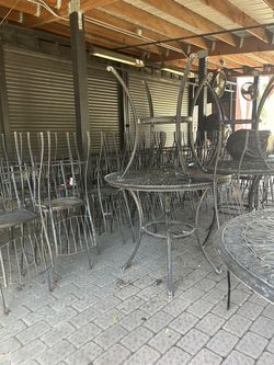 Used outdoor restaurant furniture steel metal tables chairs stools