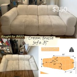 80” Cream Boucle Sofa