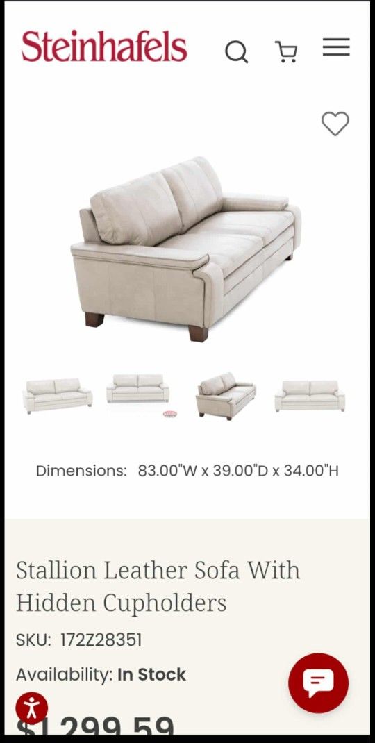 Steinhafels Stallion Leather Sofa couch