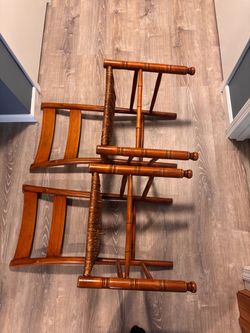 Wooden Chairs with Rush Seats – Set of 2