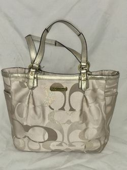 Authentic Coach glittery signature tote bag 