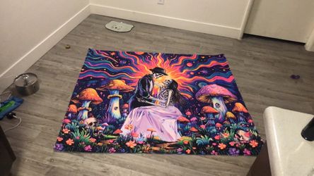 Psychedelic Skeleton Couple Tapestry