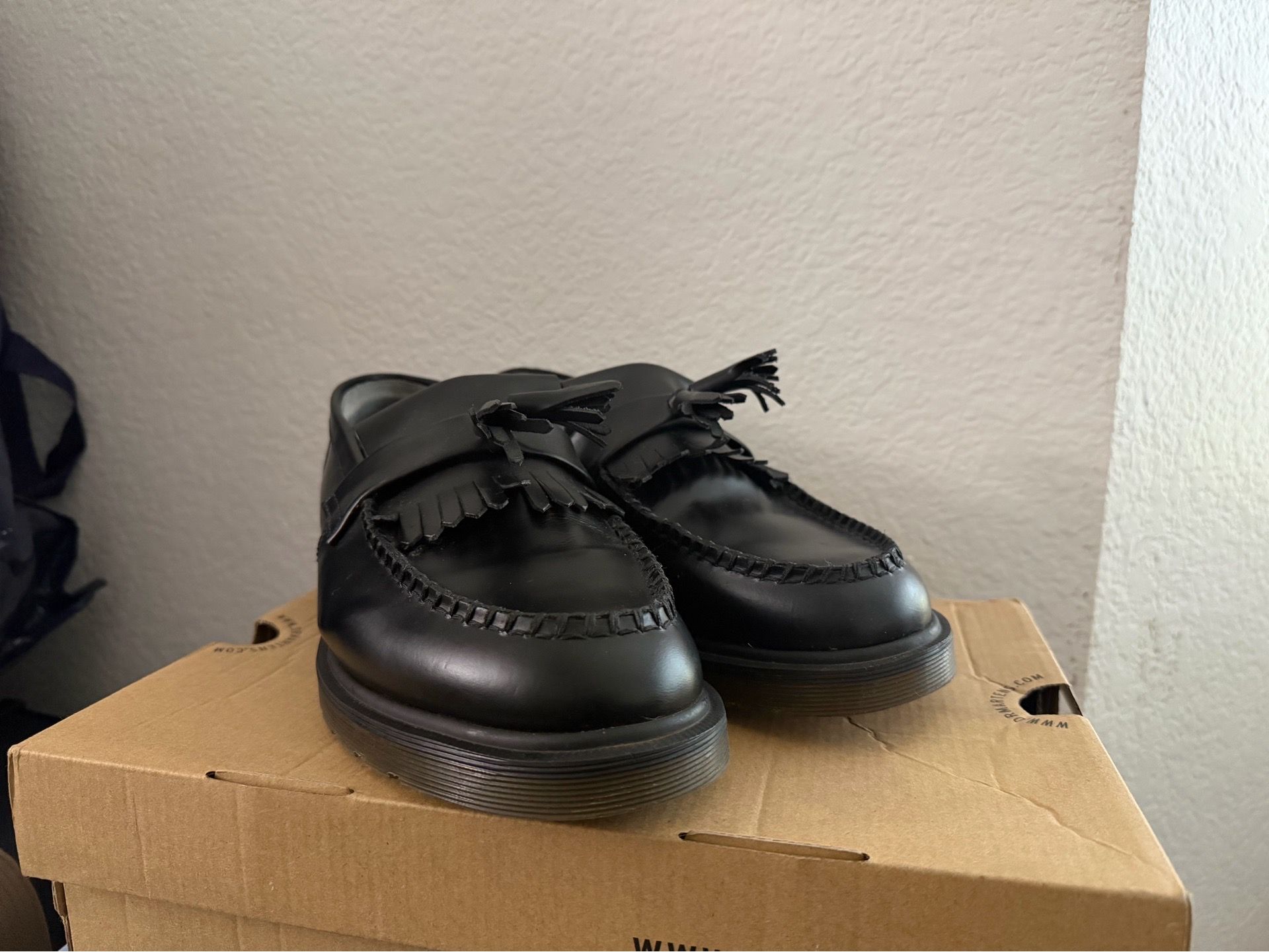 Doc Martens Adrian Tassel Loafers Black Polished Smooth Men’s Size 12 w/ Box