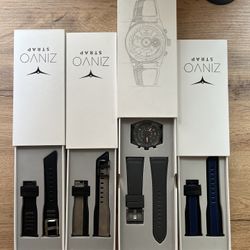 ZINVO CHRONO stainless Steel Watch And Leather Straps