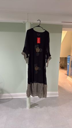 Anora Black Maxi Dress with Floral Detail