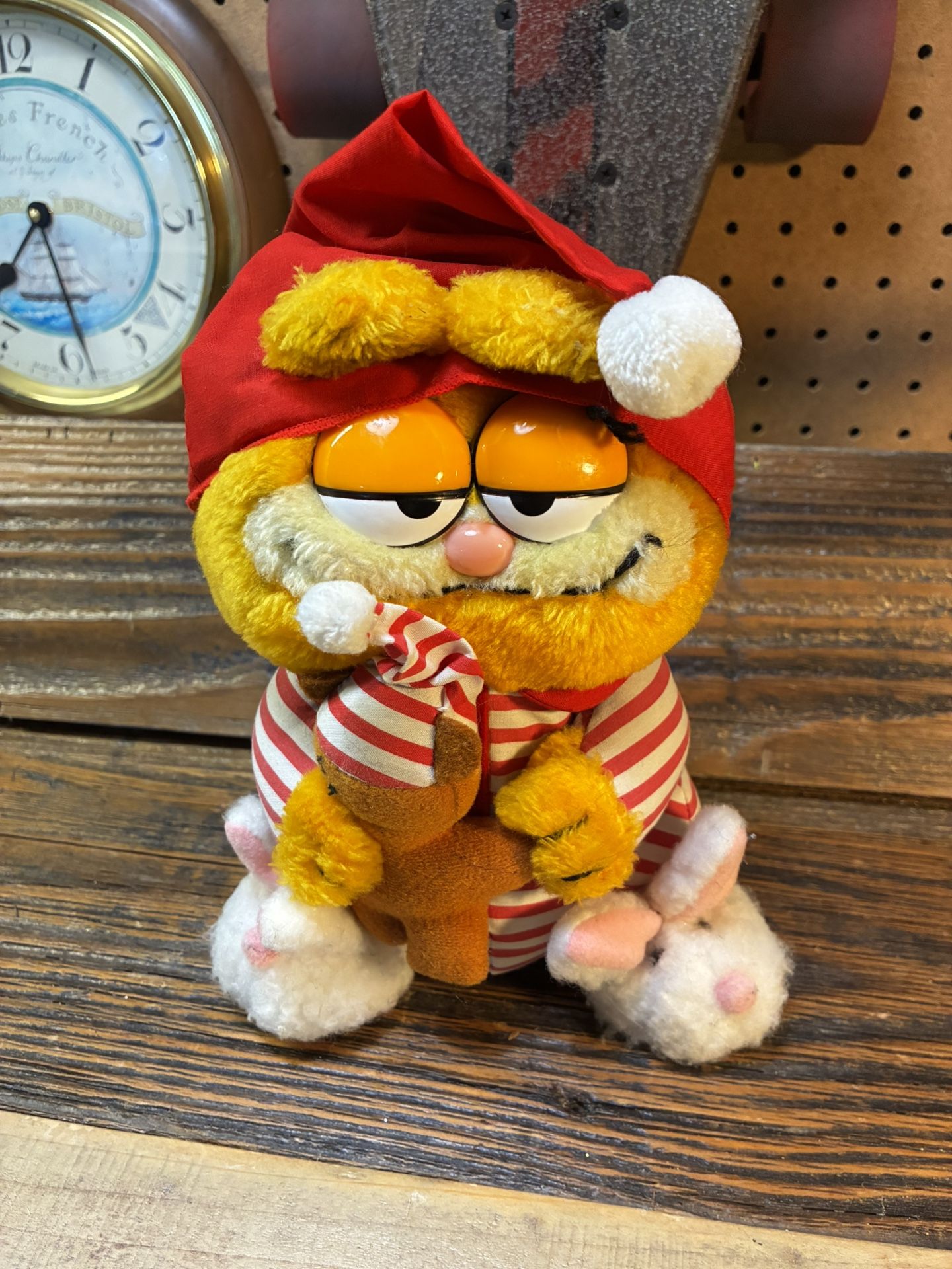 Christmas PJs Garfield Cat holding Pooky Vintage Retro Soft Plush Toy made by Dakin from 1980s TV Show 1(contact info removed), United Feature Syndica