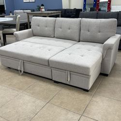 New Light Gray Sectional Sofa Couch Sleeper 