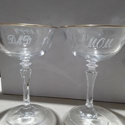 40th  Engraved Glasses(Mom And Dad) Never Used. 