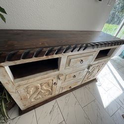 Beautiful reclaimed wood made in Mexico solid wood buffet table  we bought these in San Antonio in 2022 when the stores still had no furniture.  It’s 